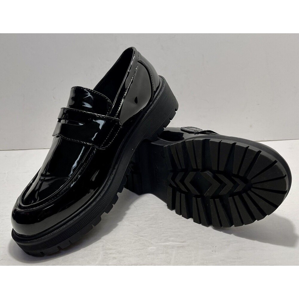Forever Link Womens Slip On Loafer Chunky Platform Heel  Patent Leather Size 9
